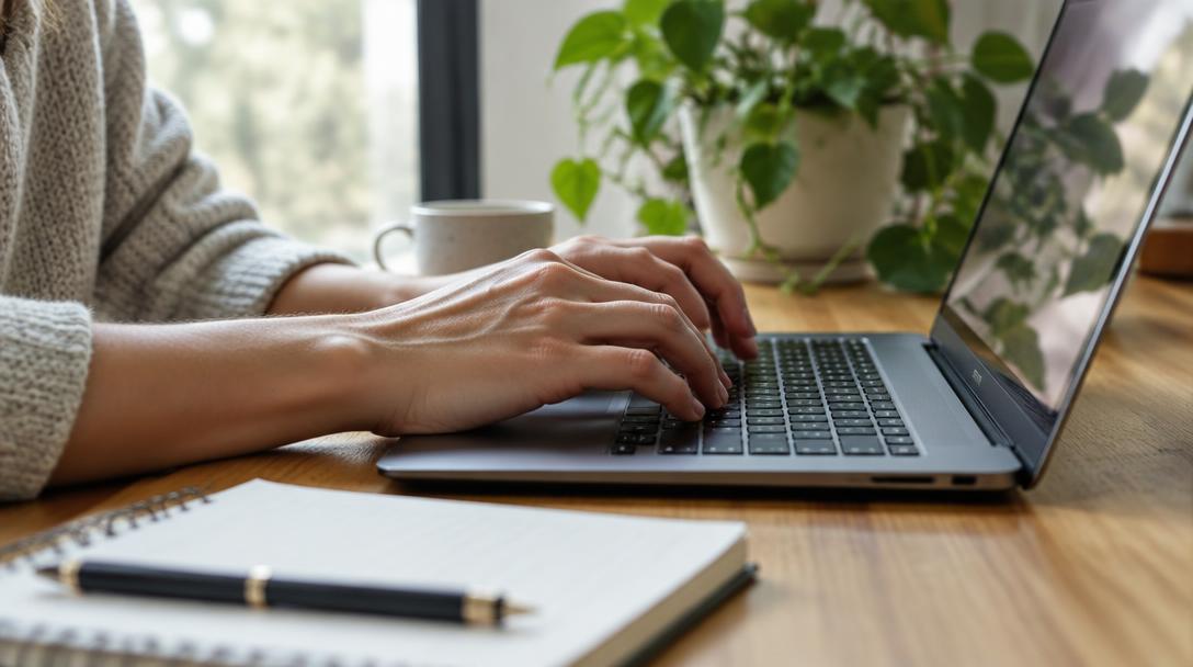 Mani che compilano un modulo al computer